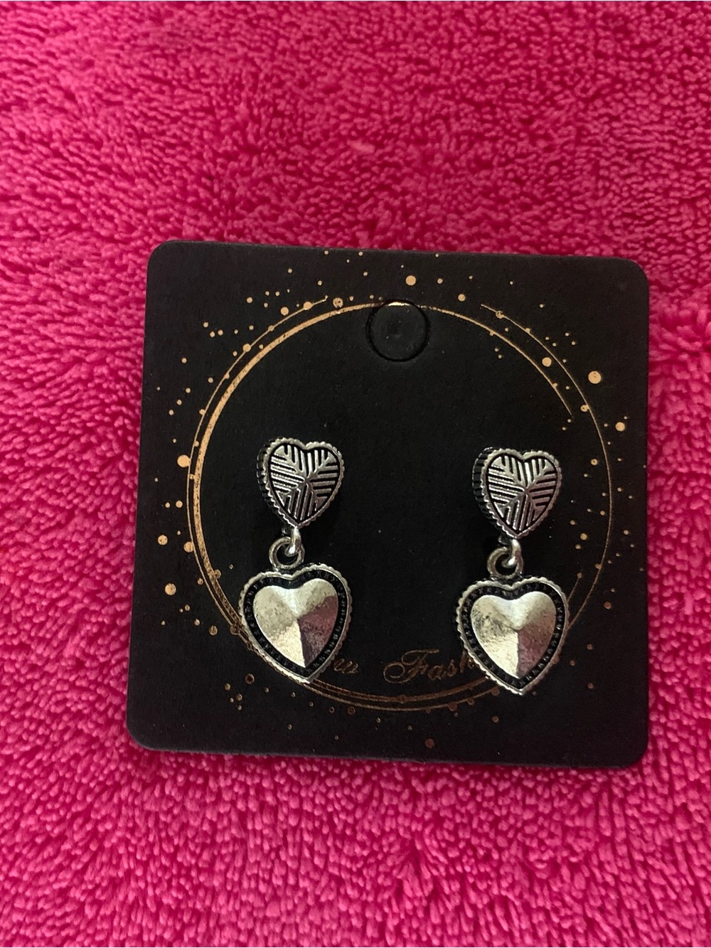 Textured Silver Heart Drop Earrings - Women Jewelry